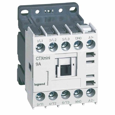 3-pole mini contactors CTX? - 9 A (AC3) - 24 V= - 1 NO - screw terminals