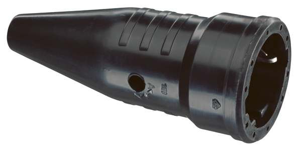 SCHUKO solid rubber connector, black, quick-release fastener