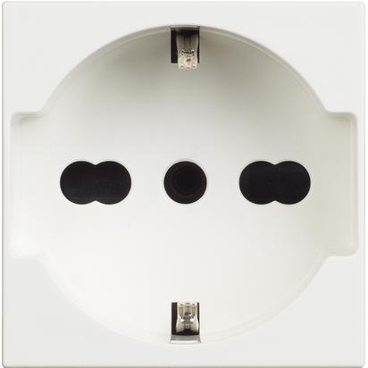 Classia white Socket - 2 modules 2P+E , and protected contacts - universal