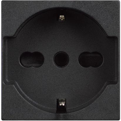 Classia black Socket - 2 modules 2P+E , and protected contacts - universal