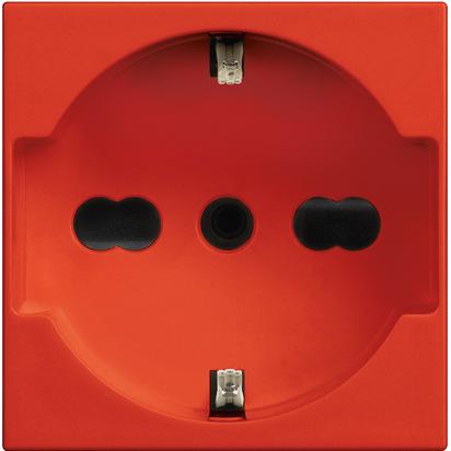 Classia - Red Socket - 2 modules 2P+E , and protected contacts - universal