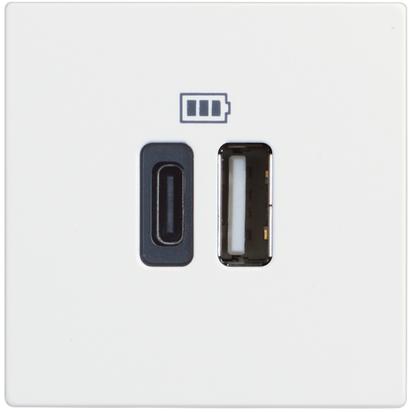 Classia Rozete USB balts (TYPE A + TYPE C) 3000 mA 2 moduļi