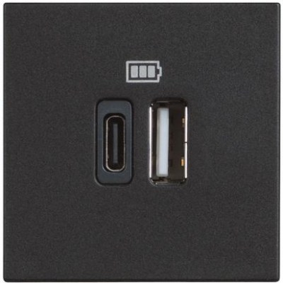 Classia Rozete USB melns (TYPE A + TYPE C) 3000 mA