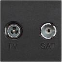 Classia black Розетка TV-SAT проходная 14dB 2 модуля
