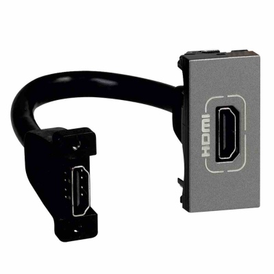 HDMI socket Arteor - preterminated - 1 module - magnesium