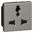 Multistandard socket Arteor - 2P+E unswitched - shuttered - 2 modules - magnesium