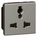 Multistandard socket Arteor - 2P+E unswitched - shuttered - 2 modules - magnesium