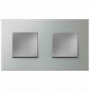 Plate Arteor - French/German std - square - 2 x 2 modules - pearl alu