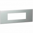 Plate Arteor - Italian/French/German std - square - 6 modules - pearl alu