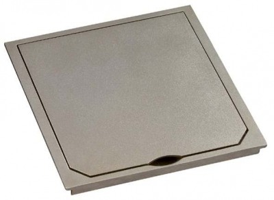 Cover with hinged lid, brushed platinum look, 112 x 112 mm