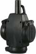 SCHUKO solid rubber suspended triple-connector, black, hinged lid, self-closing