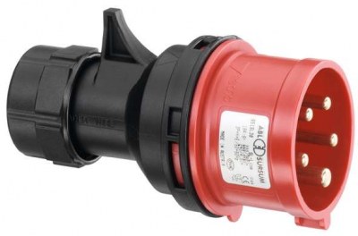 CEE plug, IP44, 16A, 5-pole, 400V, 6h, red, screwless