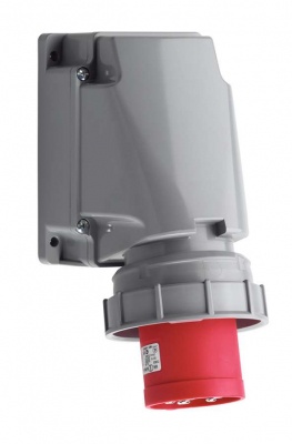 CEE wall-mounted appliance plug, IP67, 63A, 3-pole, 230V, 6h, blue