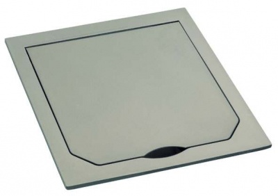 Cover with hinged lid, brushed platinum look, 94 x 94 mm