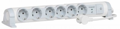 Multi-outlet extension for comfort/safety - 6x2P+E + v.s.p. - 1.5 m cord