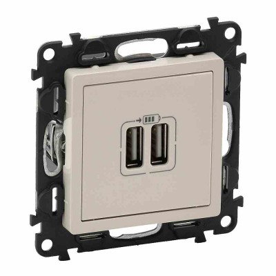 Double USB charging socket Valena Life - ivory