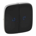 Cover plate Valena Allure - illuminated 2-gang switch/push-button - black