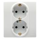 2x2P+E German std socket outlet Niloe -with shut. -compact - screw term. -white