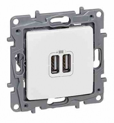 Niloe balts Rozete  2xUSB 2400mA