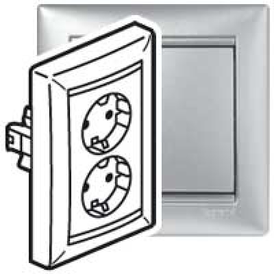 Розеточный блок - Valena - немецкий стандарт - 2х2К+3 - защит. шторки - укомплектованный - 16 А - 230/250 В~ - алюминий