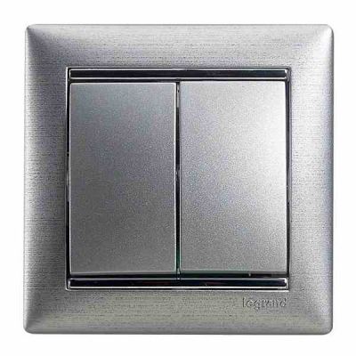 Выключатель двухклавишный - Valena - 10 AX - 250 В~ - алюминий