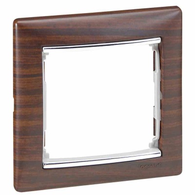 PLATE FOR 1 GANG DARK WOOD / SILVER