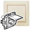 Розетка - Valena - IP 44 - немецкий стандарт - 2К+3 - с крышкой и защитными шторками - слоновая кость