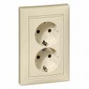 Розеточный блок - Valena - немецкий стандарт - 2х2К+3 - с защитными шторками - укомплектованный - слоновая кость