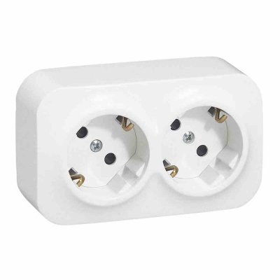 German std socket 2x2P+E Forix - with shutters - IP 2X - 16 A - 250 V~ - white