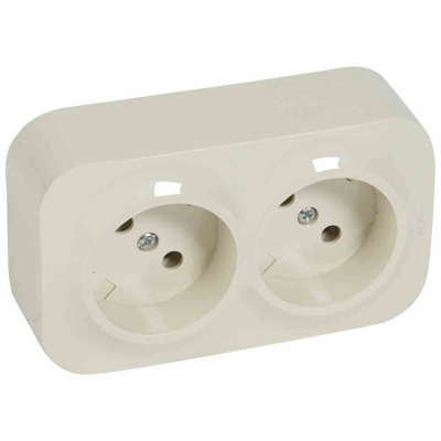 2 x 2P socket outlet Forix - surface mounting - IP 2X - 16 A - 250 V~ - ivory