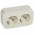 German std socket 2x2P+E Forix - with shutters - IP 2X - 16 A - 250 V~ - ivory