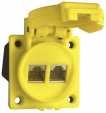 Double Built-in socket outlet, IP55, yellow
