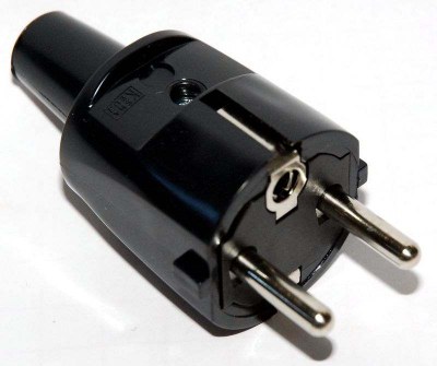 SCHUKO PVC plug, black, 2 earthing systems