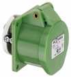 CEE flanged socket, straight, IP44, 32A, 3-pole, 24/42V, 4h, green