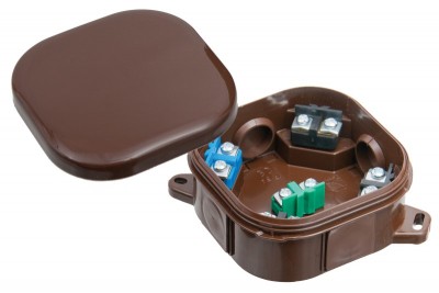 Nozarkārba virsapmetuma 92x92x44mm brūna klik vāks, ar spailem 5x4mm2, halogenbrīva