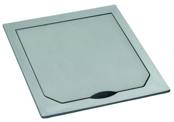 Cover with hinged lid, brushed stainless steel look, 94 x 94 mm