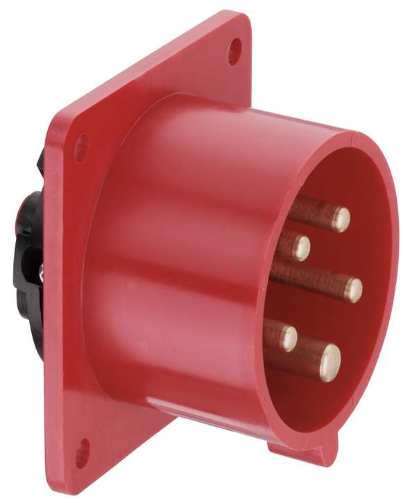 CEE appliance plug, straight, IP44, 32A, 5-pole, 400V, 6h, red