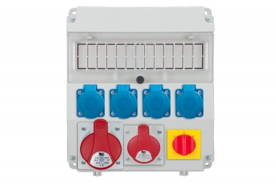 R-BOX LUX 320,  1x32A/5P, 1x16A/5p, 4x250V, wyl.L/P, puste okno