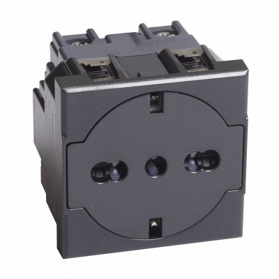 Axolute антрацит Розетка FLAT 2P+E и детской защитой