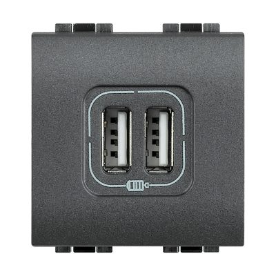 Bticino Living Light антрацит Розетка USB 2 модуля Type C