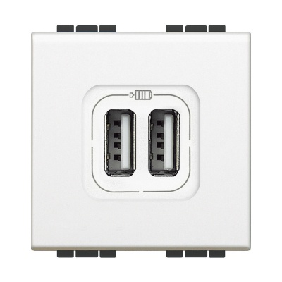 Bticino Living Light white Socket USB 2 modules Type C