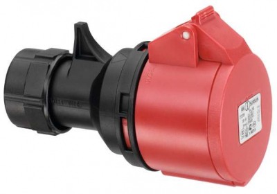 CEE connector, IP44, 16A, 5-pole, 400V, 6h, red, screwless
