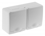 socket  BETA,2 module, 2x2P+PE,IP44,white cover