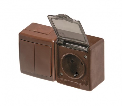 switch BETA, 2 module, double, with socket 2P+Z, I