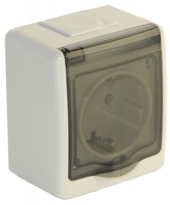 socket  BETA,1 module,2P+PE,IP44,smoky cover,gray