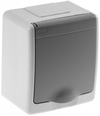 BETA rozete virsapmetuma a ar sazemējumu, ar vāku pelēka IP44