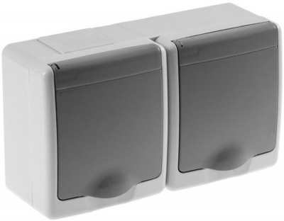 socket  BETA,2 module, 2x2P+PE,IP44, gray cover, g