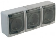 BETA rozete 3 vietīga virsapmetuma pelēka ar zemējumu ar caurspīdīgu vāku IP44