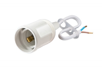 Ietvere E27 4A ar vītni balta , vada garums (2x0,75mm)