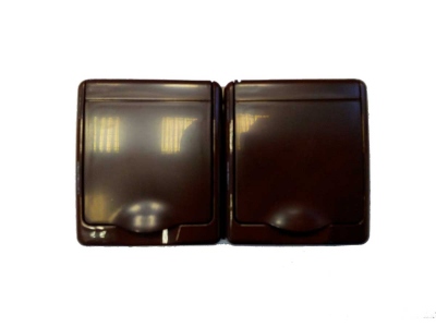 socket  BETA,2 module, 2x2P+PE,IP44,brown cover, b